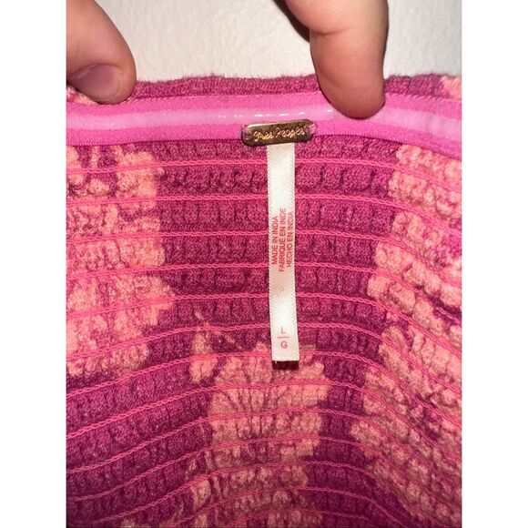 Free People Poppy Tube Top Pink Combo Floral Large - Picture 5 of 5